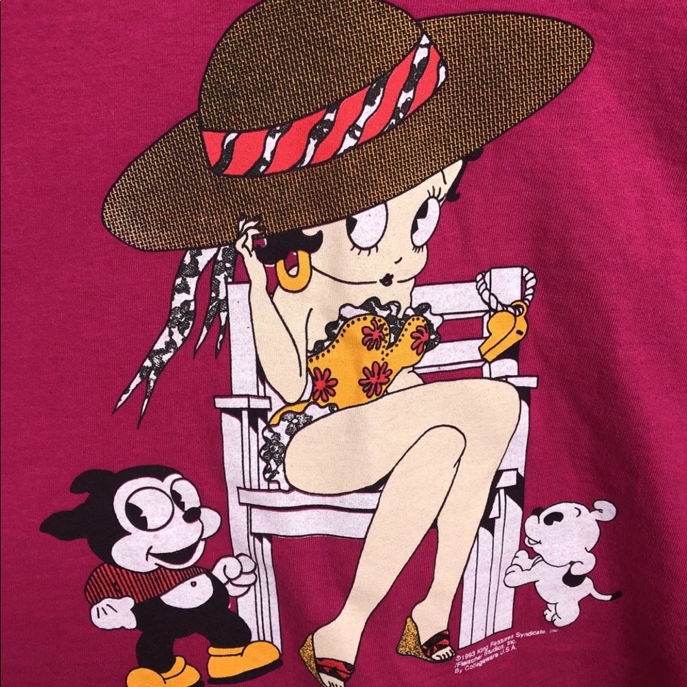 Betty Boop Swimsuit Lifeguard Vtg Cropped T-Shirt - Picture 2 of 8